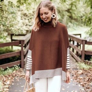Chick Wish STRIPED OVERSIZE KNIT CAPE SWEATER